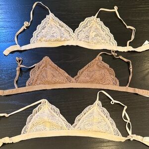 Aritzia Lace Bralette Set - Cream, Tan, Brown